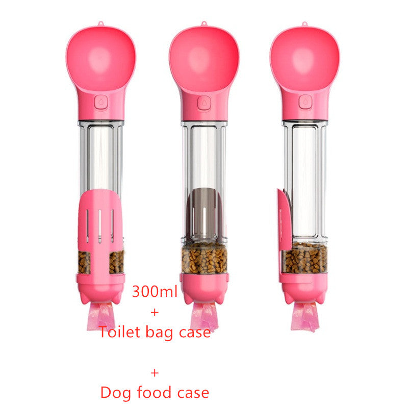 Portable Dog Water Bottle with Feeder Bowl & Waste Bag Holder
