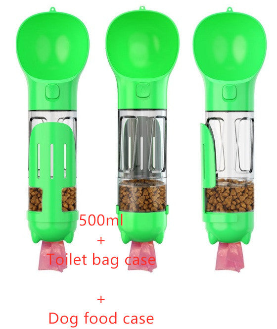 Portable Dog Water Bottle with Feeder Bowl & Waste Bag Holder
