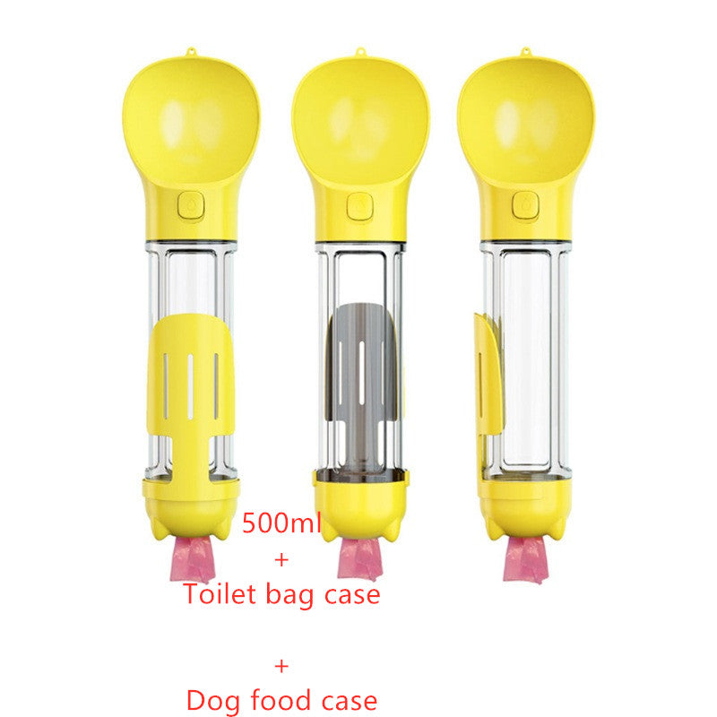 Portable Dog Water Bottle with Feeder Bowl & Waste Bag Holder