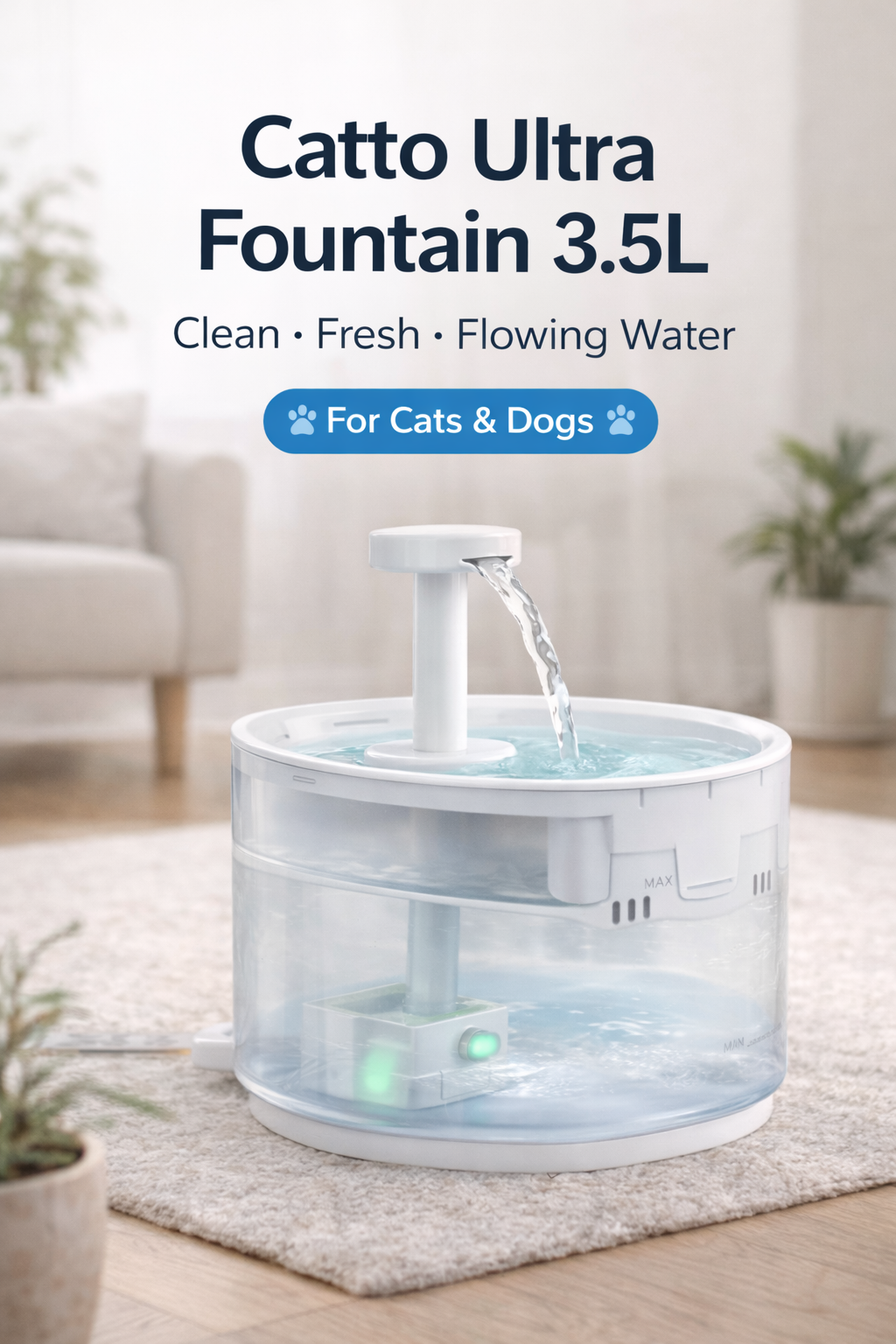 🐾 Catto Ultra Fountain 3.5L – Smart Hydration for Pets