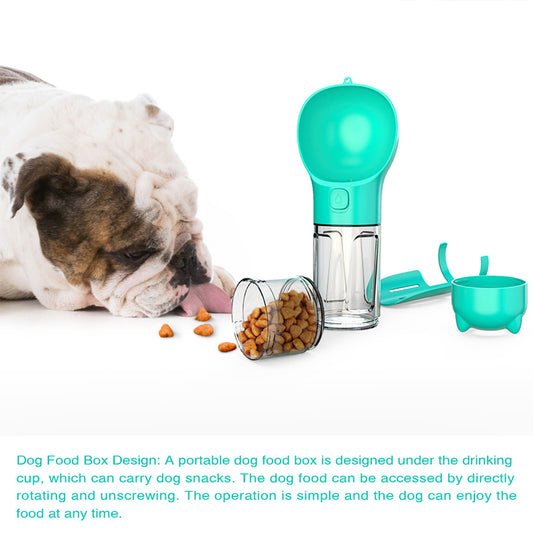 Portable Dog Water Bottle with Feeder Bowl & Waste Bag Holder